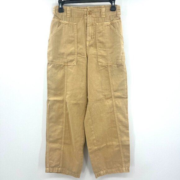 Universal Thread Khaki Straight Leg Cropped Pants Women's 4 - Picture 1 of 6